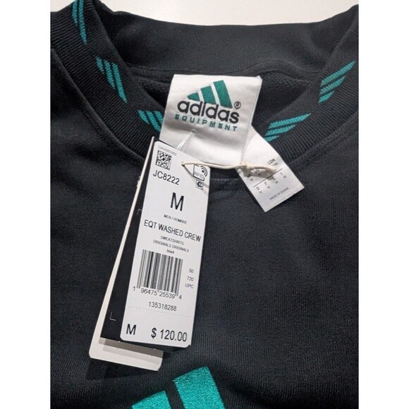 adidas Originals Retro 90s EQT Equipment Logo Sweatshirt Black Crewneck Size M - Picture 10 of 10